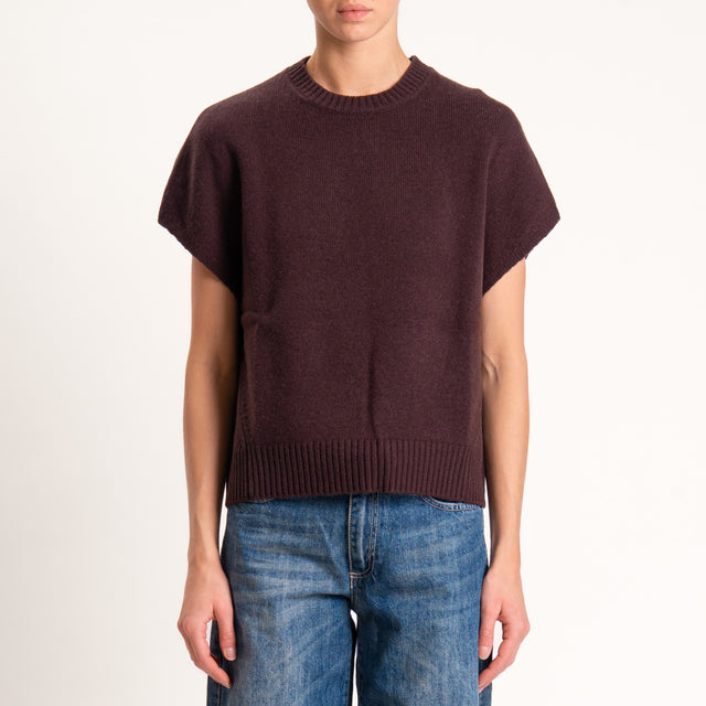 Zeroassoluto-Maglia smanicata 100% lana - moro