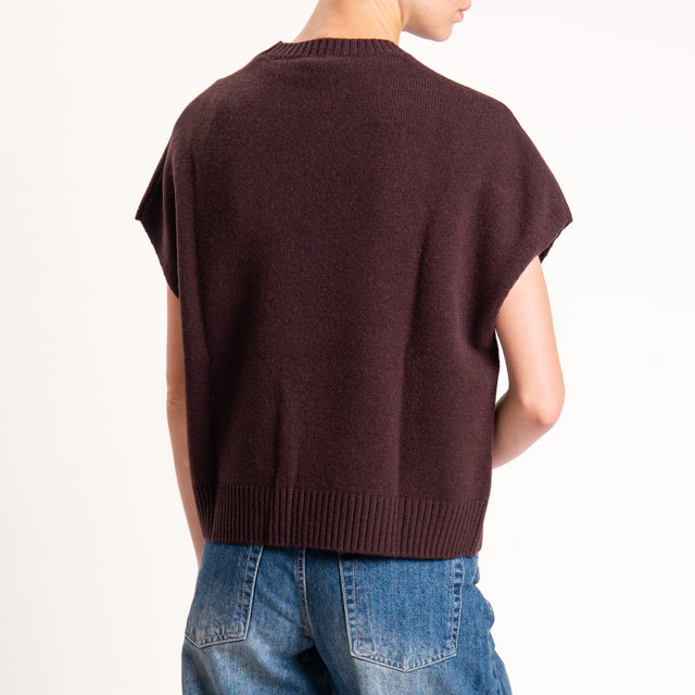 Zeroassoluto-Maglia smanicata 100% lana - moro