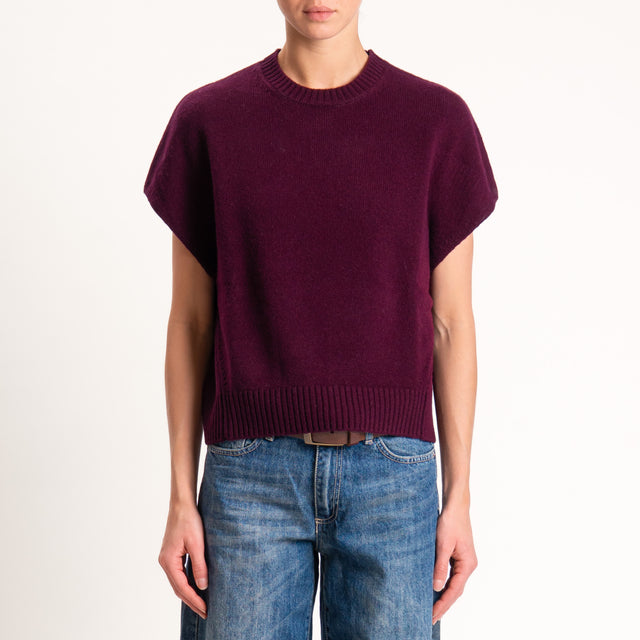 Zeroassoluto-Maglia smanicata 100% lana - vino