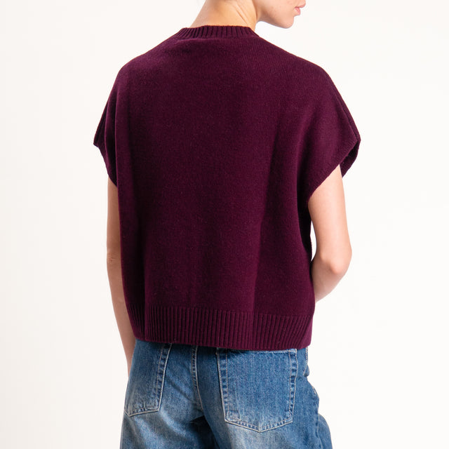 Zeroassoluto-Maglia smanicata 100% lana - vino