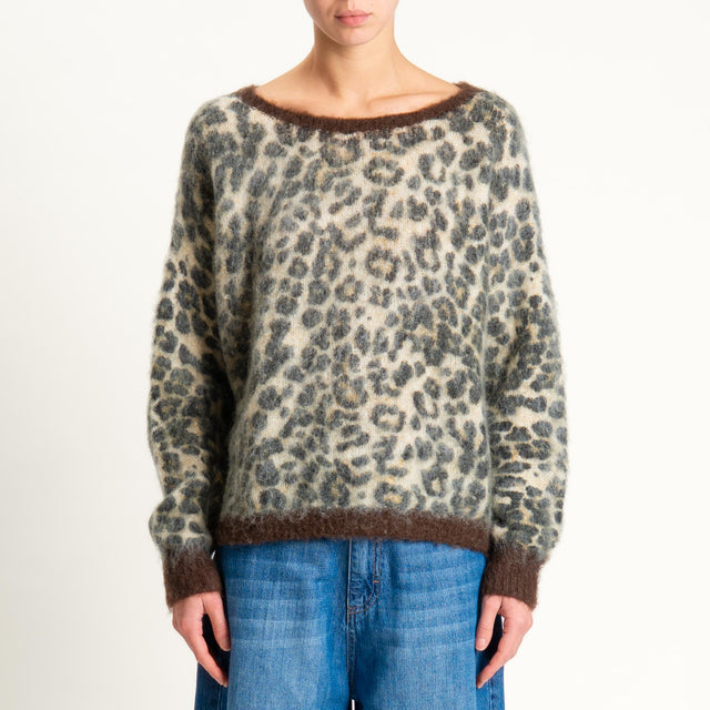 Zeroassoluto-Maglia mohair fantasia animalier - burro/moro/nero