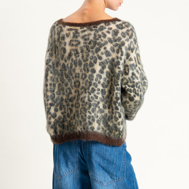 Zeroassoluto-Maglia mohair fantasia animalier - burro/moro/nero