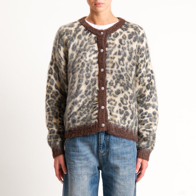 Zeroassoluto-Cardigan mohair fantasia animalier - burro/moro/nero