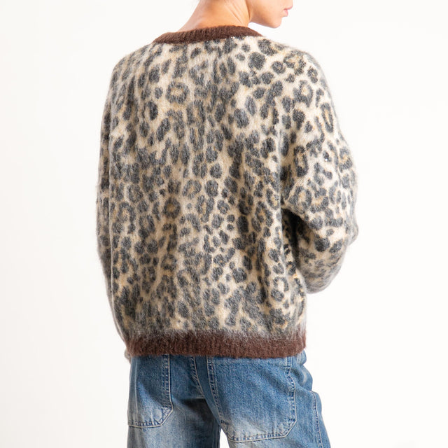 Zeroassoluto-Cardigan mohair fantasia animalier - burro/moro/nero
