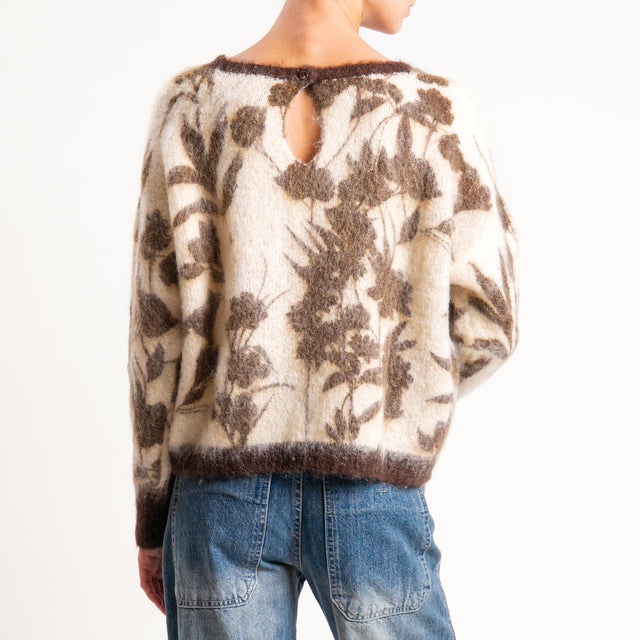 Zeroassoluto-Maglia mohair fantasia fiori - burro/moro