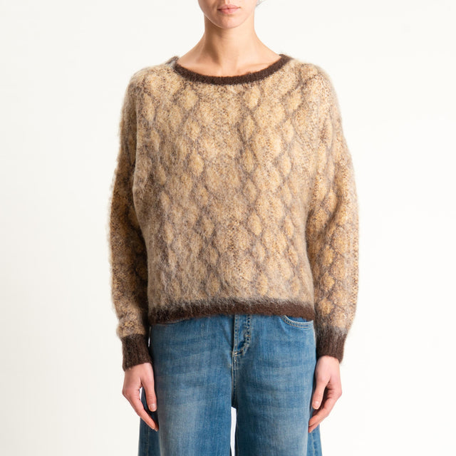 Zeroassoluto-Maglia mohair stampa pitone - beige/moro