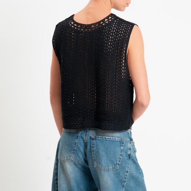 Zeroassoluto-Top in crochet - nero