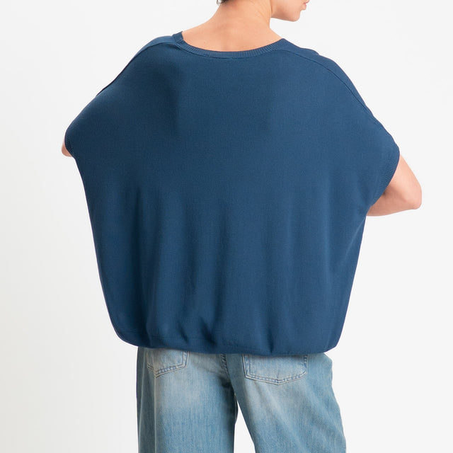 Zeroassoluto-Maglia scatola oversize scollo v - blu