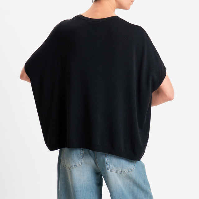 Zeroassoluto-Maglia scatola oversize scollo v - nero