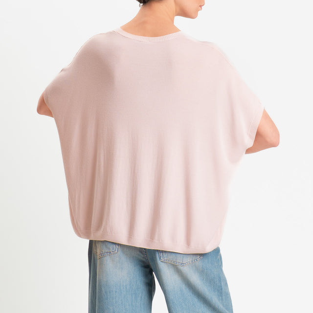 Zeroassoluto-Maglia scatola oversize scollo v - light pink