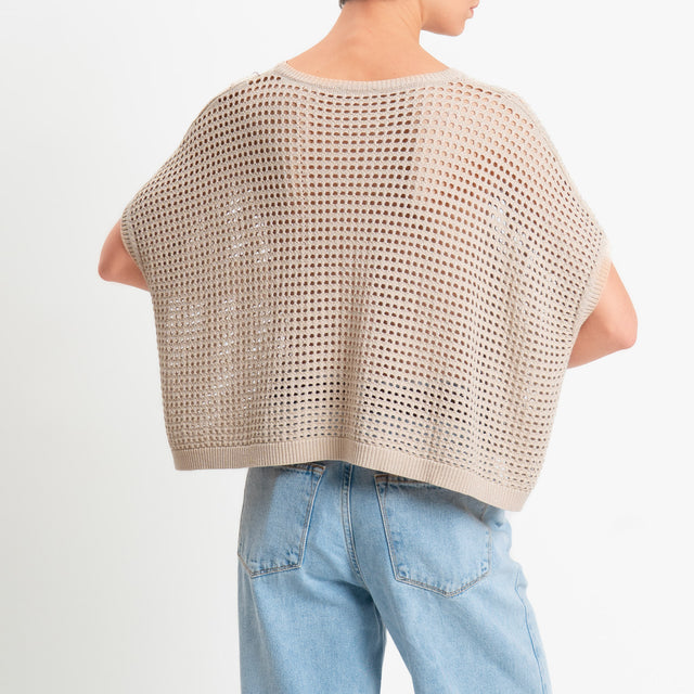Zeroassoluto-Maglia traforata in lurex - sand