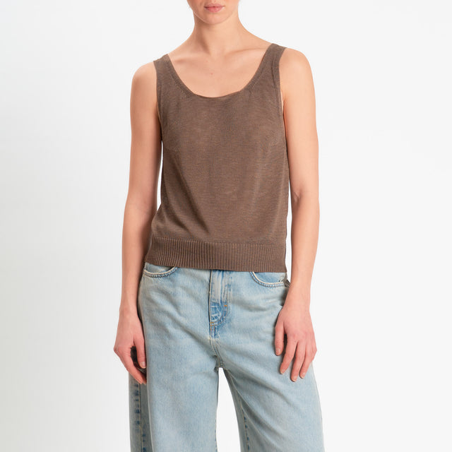 Zeroassoluto-Top garza di viscosa - choco
