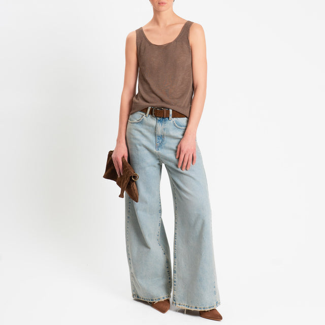 Zeroassoluto-Top garza di viscosa - choco