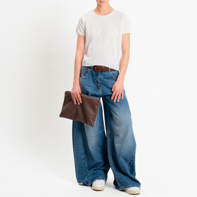 Zeroassoluto-Maglia girocollo micropaillettes - burro