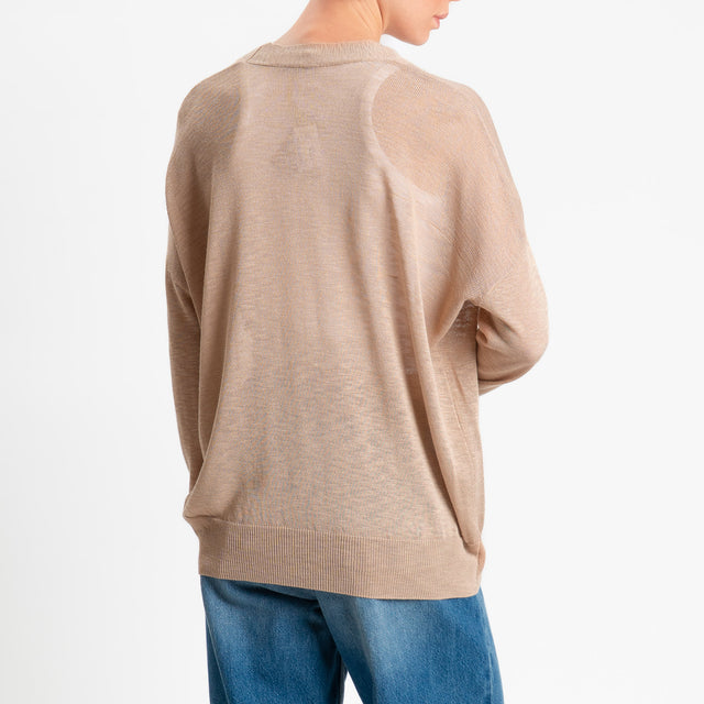 Zeroassoluto-Cardigan oversize garza di viscosa - beige