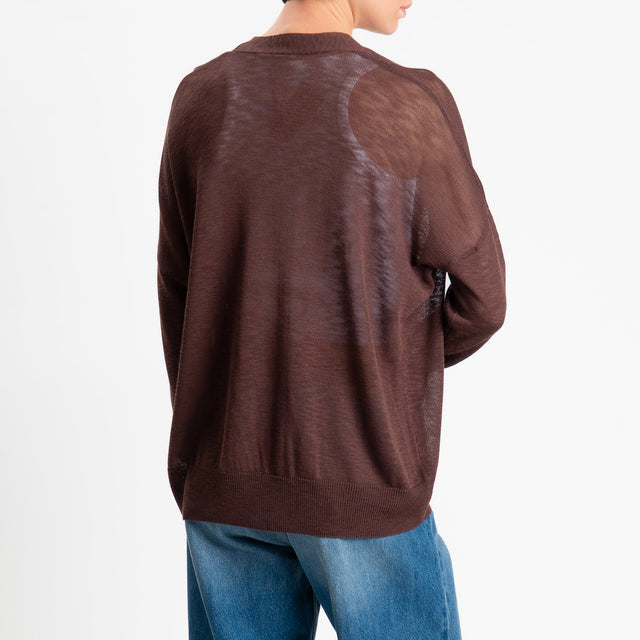 Zeroassoluto-Cardigan oversize garza di viscosa - choco