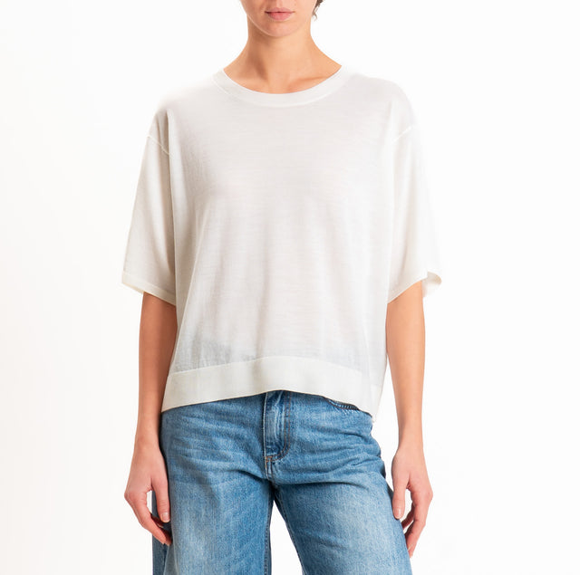 Zeroassoluto-Maglia 100% LANA MERINO mezza manica - panna