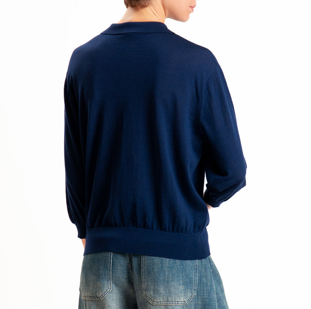 Zeroassoluto-Maglia a polo 100% LANA MERINO - blu