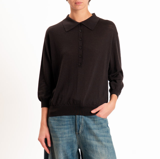 Zeroassoluto-Maglia a polo 100% LANA MERINO - cioccolato