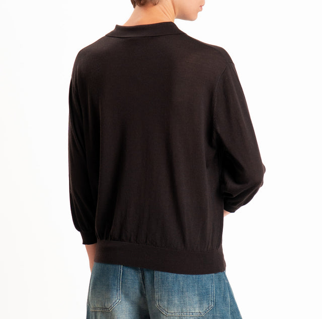 Zeroassoluto-Maglia a polo 100% LANA MERINO - cioccolato