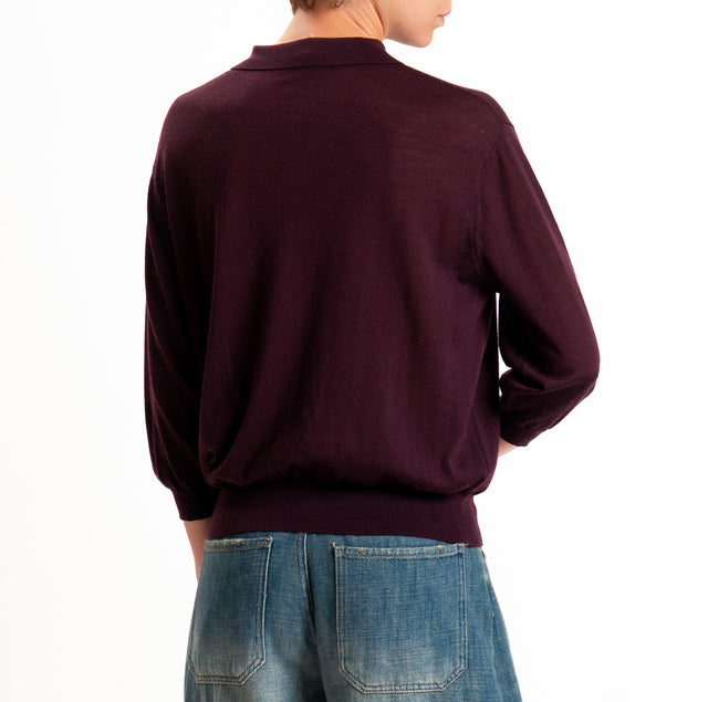 Zeroassoluto-Maglia a polo 100% LANA MERINO - vino