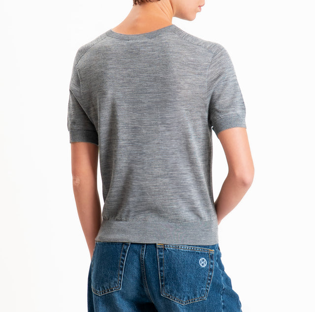 Zeroassoluto-Maglia 100% LANA MERINO mezza manica - grigio melange