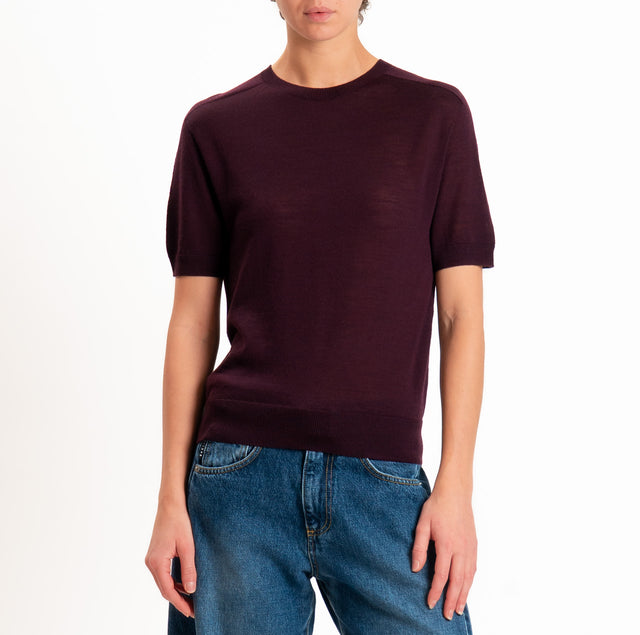 Zeroassoluto-Maglia 100% LANA MERINO mezza manica - vino