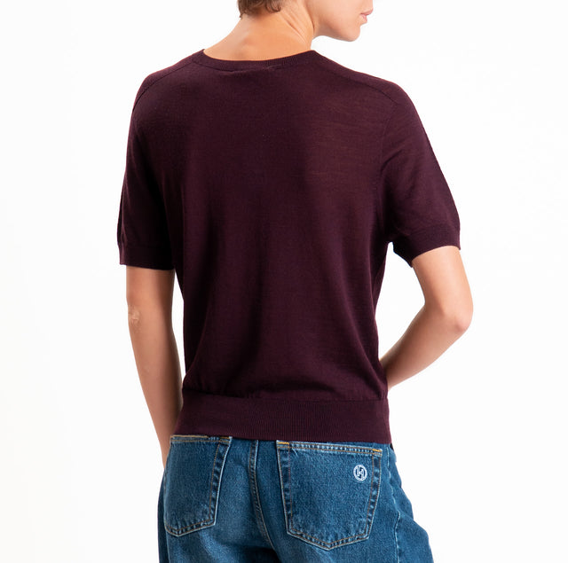 Zeroassoluto-Maglia 100% LANA MERINO mezza manica - vino