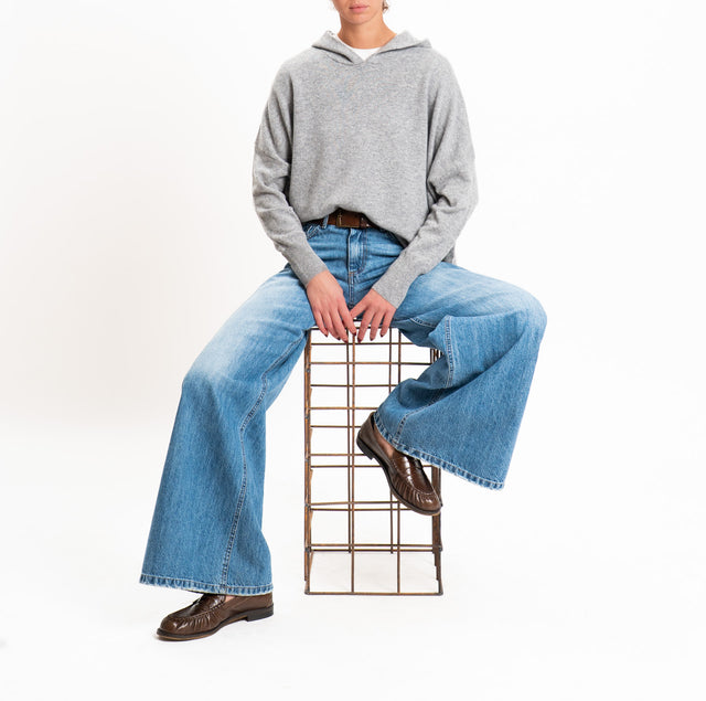 Zeroassoluto-Maglia 100% LANA SOFT con cappuccio - grigio melange