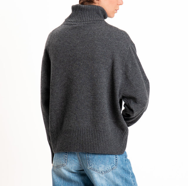 Zeroassoluto-Maglia collo alto 100% LANA SOFT - antracite