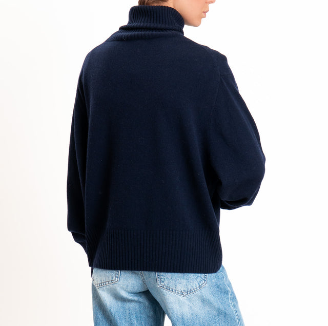 Zeroassoluto-Maglia collo alto 100% LANA SOFT - blu