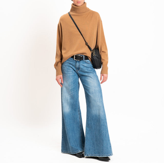 Zeroassoluto-Maglia collo alto 100% LANA SOFT - cammello