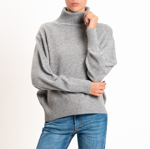 Zeroassoluto-Maglia collo alto 100% LANA SOFT - grigio melange