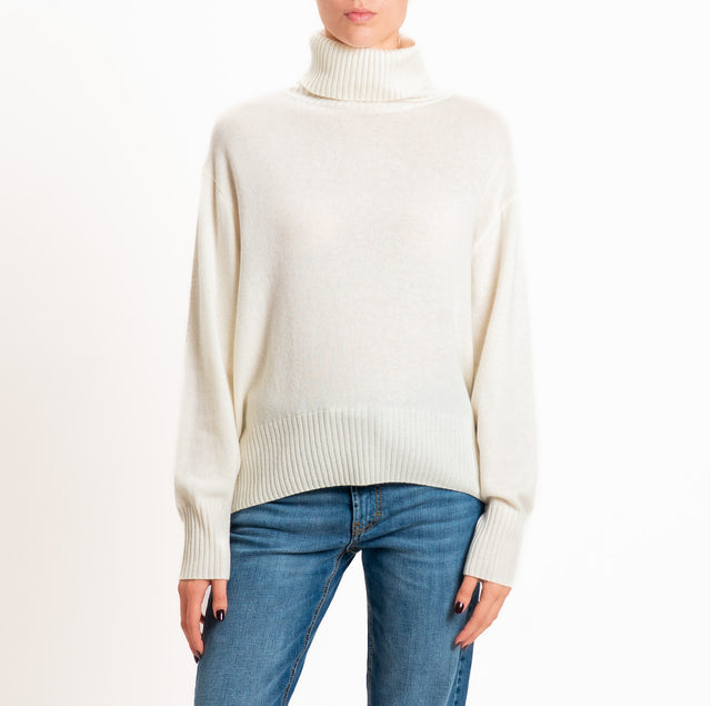 Zeroassoluto-Maglia collo alto 100% LANA SOFT - panna