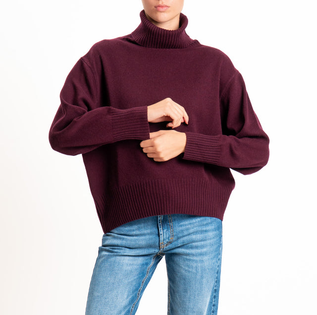 Zeroassoluto-Maglia collo alto 100% LANA SOFT - vino