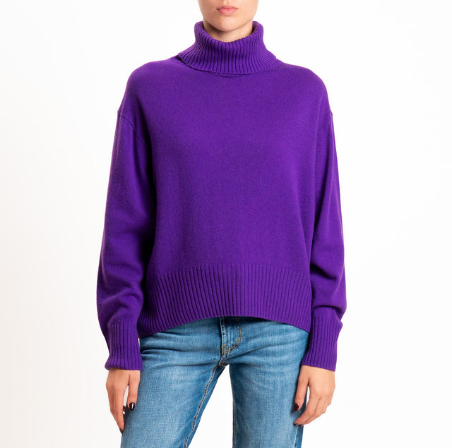 Zeroassoluto-Maglia collo alto 100% LANA SOFT - viola
