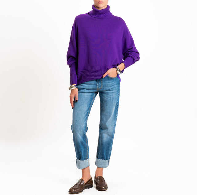 Zeroassoluto-Maglia collo alto 100% LANA SOFT - viola