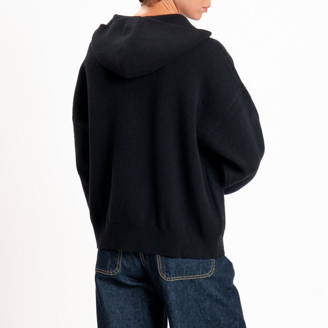 Zeroassoluto-Cardigan 100% LANA SOFT con zip - nero