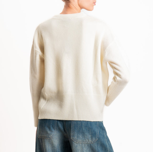 Zeroassoluto-Maglia 100% LANA SOFT bordi a coste - panna