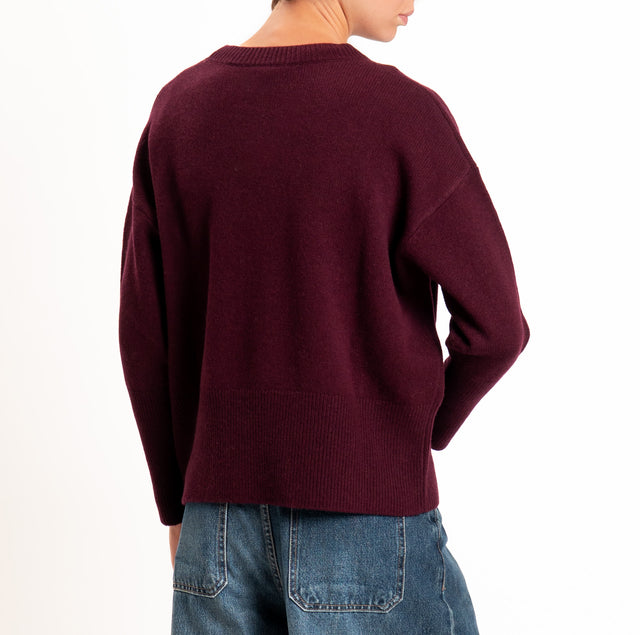 Zeroassoluto-Maglia 100% LANA SOFT bordi a coste - vino