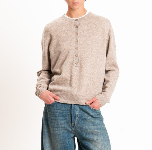 Zeroassoluto-Maglia 100% LANA SOFT serafino - beige melange