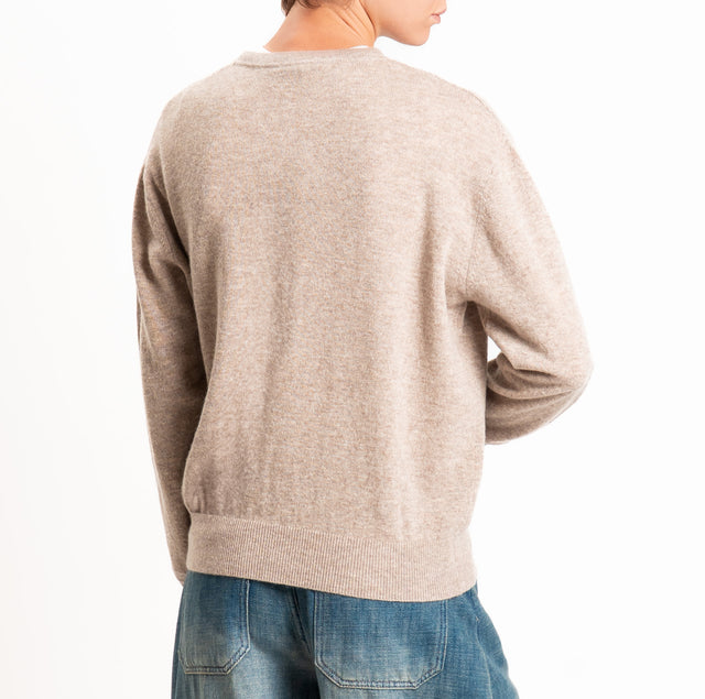 Zeroassoluto-100% SOFT WOOL serafino sweater - beige melange