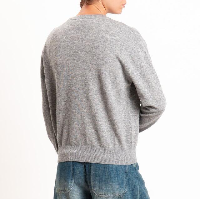 Zeroassoluto-100% SOFT WOOL serafino sweater - grey melange