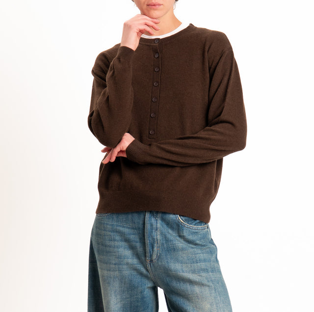Zeroassoluto-Maglia 100% LANA SOFT serafino - moro