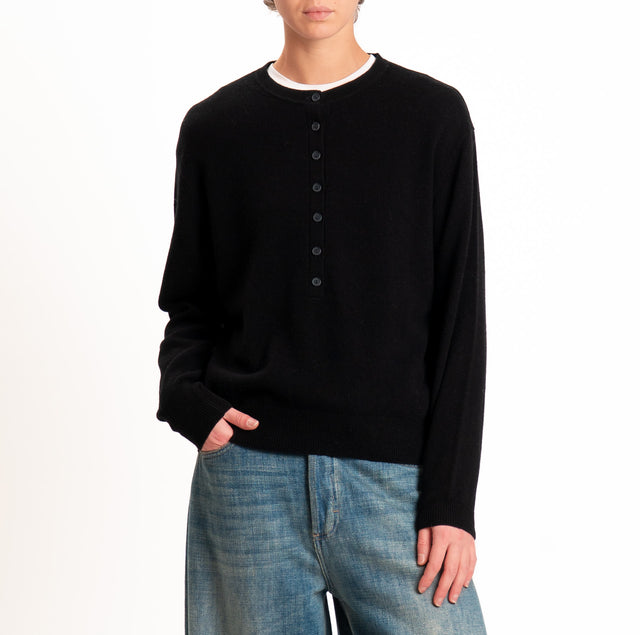 Zeroassoluto-Maglia 100% LANA SOFT serafino - nero