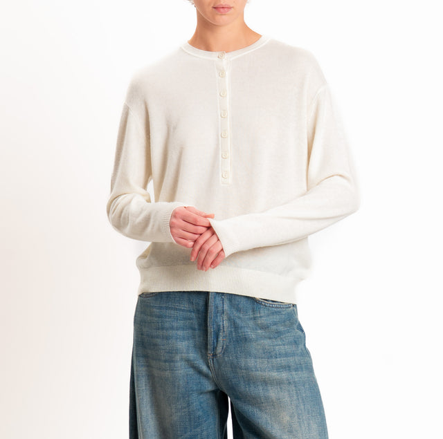 Zeroassoluto-Maglia 100% LANA SOFT serafino - panna
