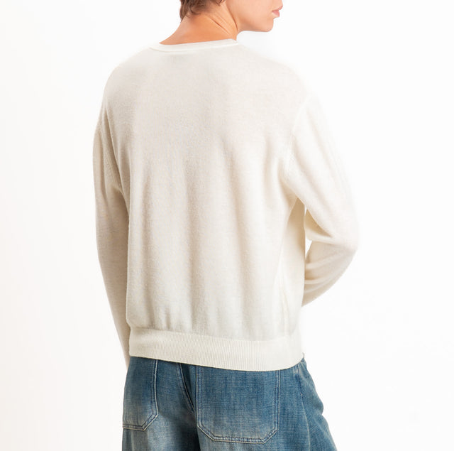 Zeroassoluto-100% SOFT WOOL serafino sweater - cream