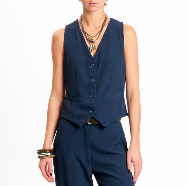 Zeroassoluto-Completo gilet+pantalone tessuto fluido - blu