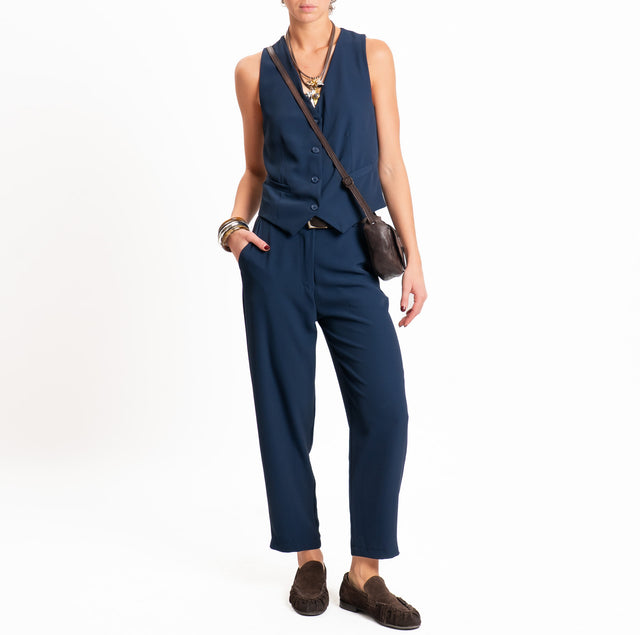 Zeroassoluto-Completo gilet+pantalone tessuto fluido - blu