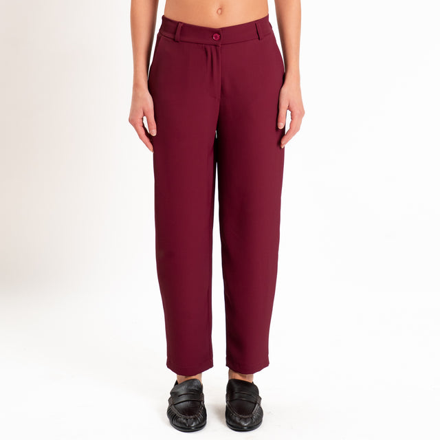 Zeroassoluto-Completo gilet+pantalone tessuto fluido - marsala